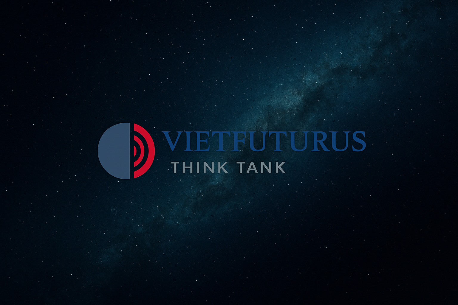 “Logo VietFuturus Think Tank nổi bật trên nền vũ trụ – biểu tượng cho tư duy chiến lược, lưu trữ ký ức và chủ quyền số của người Việt trong kỷ nguyên phân mảnh.”