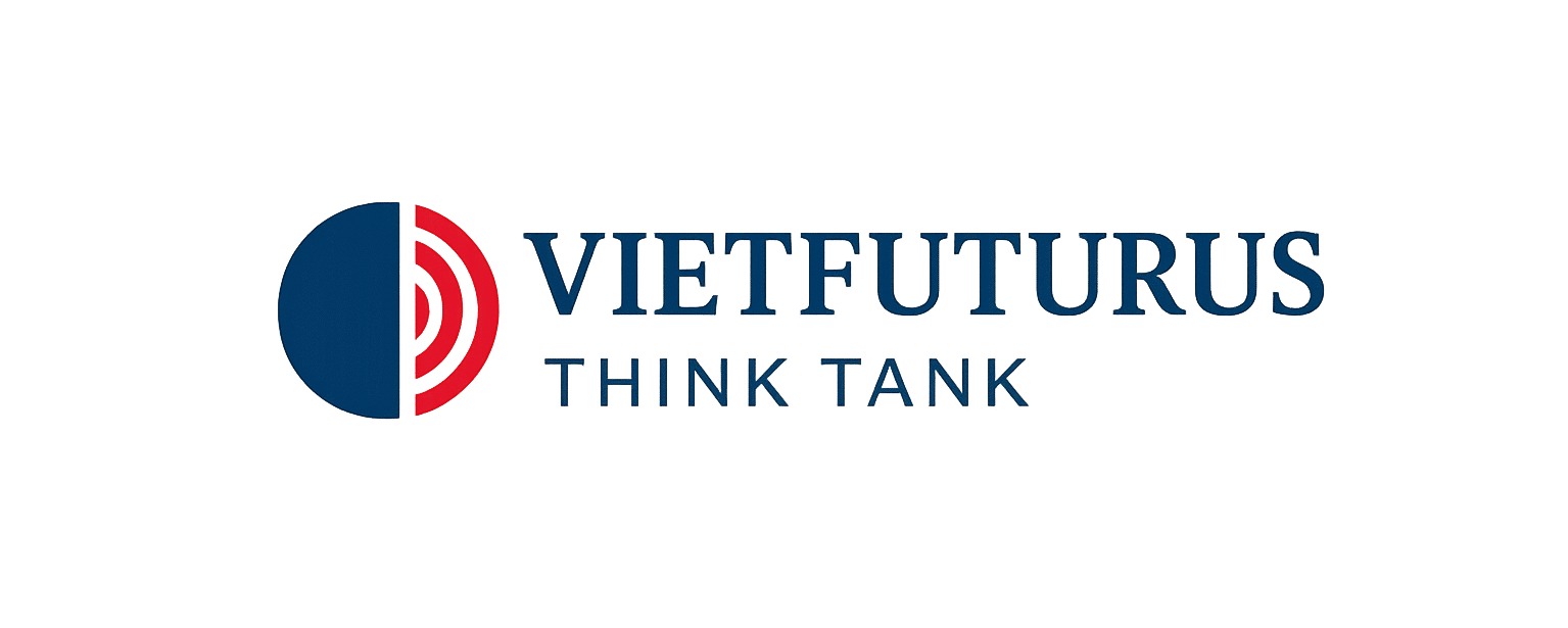 Logo VietFuturus Think Tank với biểu tượng tín hiệu đỏ xanh trên nền trong suốt