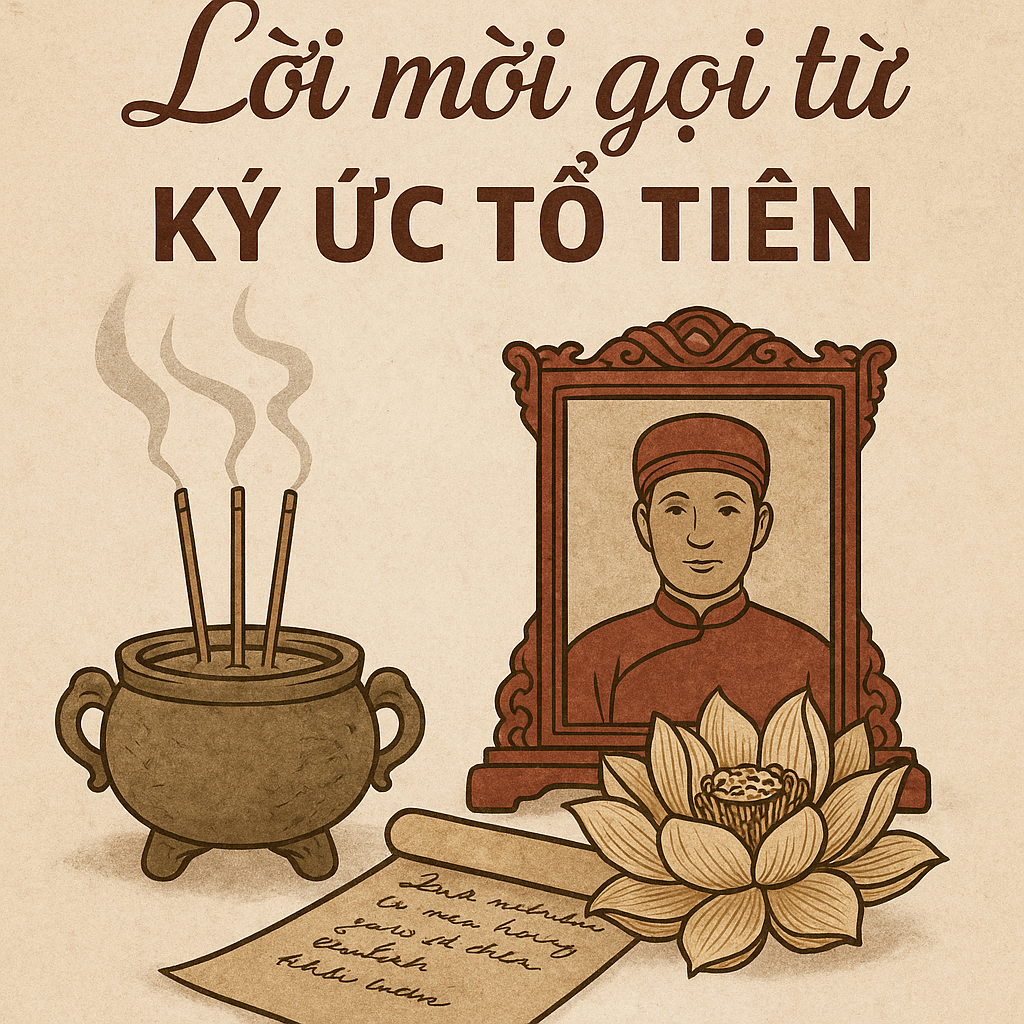 Tâm linh Việt – Lời mời gọi từ ký ức tổ tiên với bát nhang, hoa sen và di ảnh truyền thống
